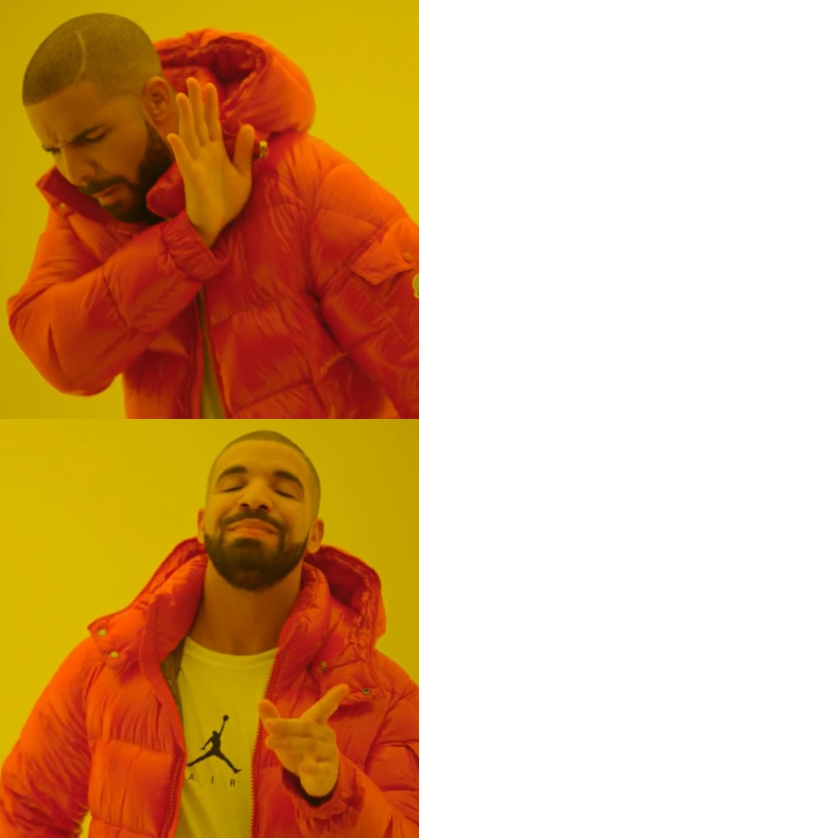 Drake Hotline Bling meme about Kanpai Foods